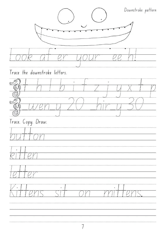 Sample interior page from the Targeting Handwriting NSW Year 2 Student Book showing NSW Foundation Style handwriting practice activities