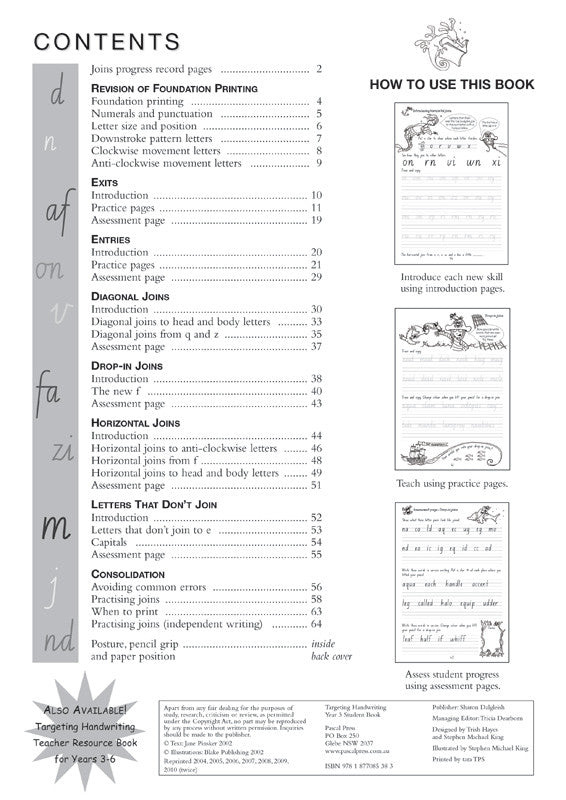 Sample interior page from the Targeting Handwriting NSW Year 3 Student Book showing NSW Foundation Style cursive handwriting practice activities