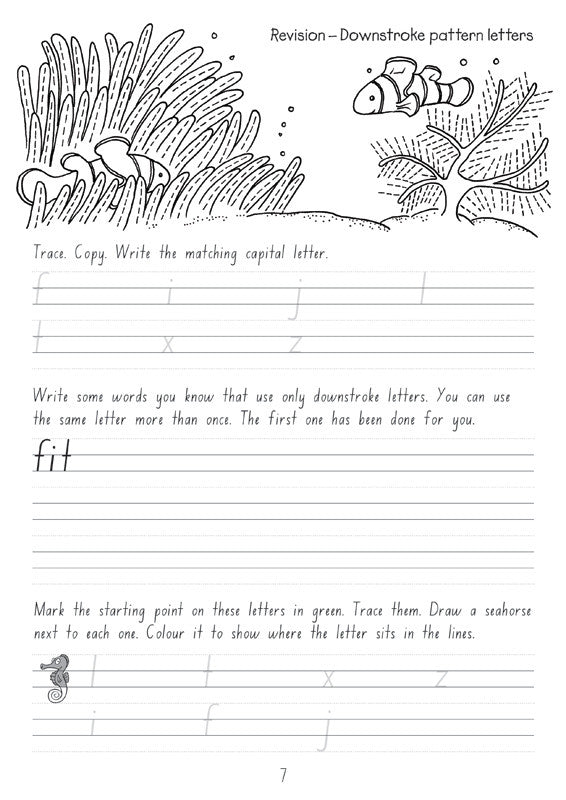 Sample interior page from the Targeting Handwriting NSW Year 3 Student Book showing NSW Foundation Style cursive handwriting practice activities