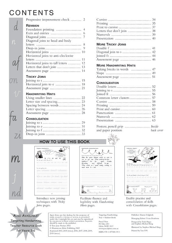 Sample interior page from the Targeting Handwriting NSW Year 4 Student Book showing NSW Foundation Style cursive handwriting practice activities