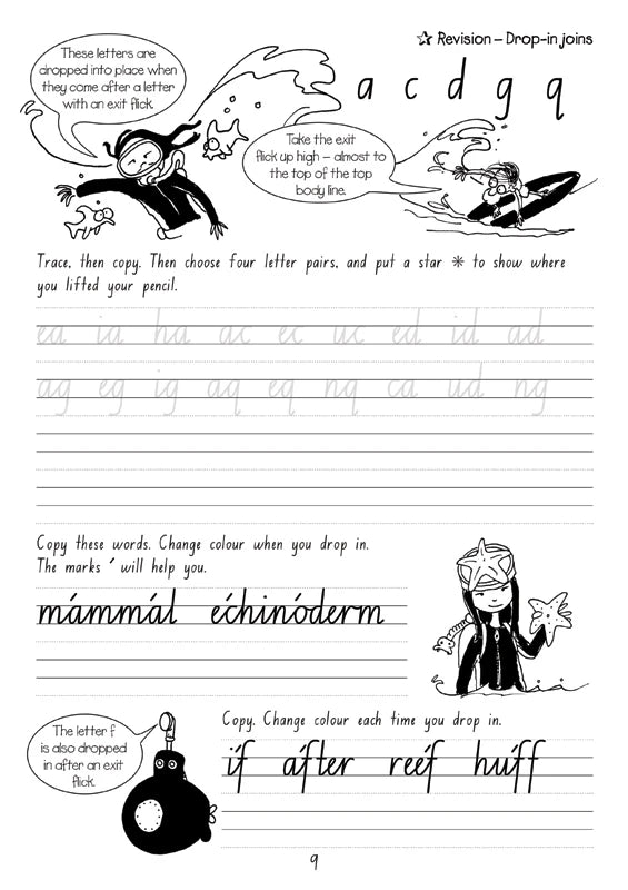 Sample interior page from the Targeting Handwriting NSW Year 4 Student Book showing NSW Foundation Style cursive handwriting practice activities
