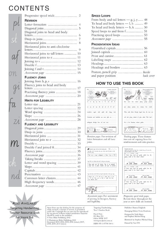 Sample interior page from the Targeting Handwriting NSW Year 5 Student Book showing NSW Foundation Style cursive handwriting practice activities
