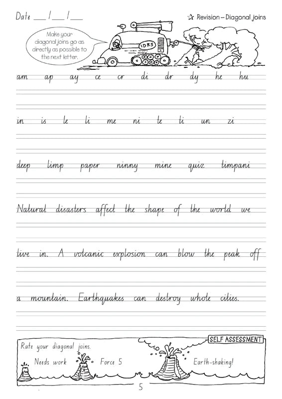 Sample interior page from the Targeting Handwriting NSW Year 5 Student Book showing NSW Foundation Style cursive handwriting practice activities