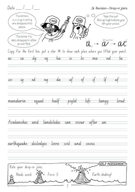 Sample interior page from the Targeting Handwriting NSW Year 5 Student Book showing NSW Foundation Style cursive handwriting practice activities