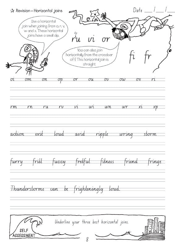 Sample interior page from the Targeting Handwriting NSW Year 5 Student Book showing NSW Foundation Style cursive handwriting practice activities