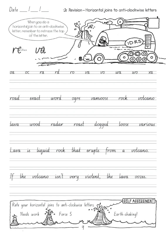 Sample interior page from the Targeting Handwriting NSW Year 5 Student Book showing NSW Foundation Style cursive handwriting practice activities
