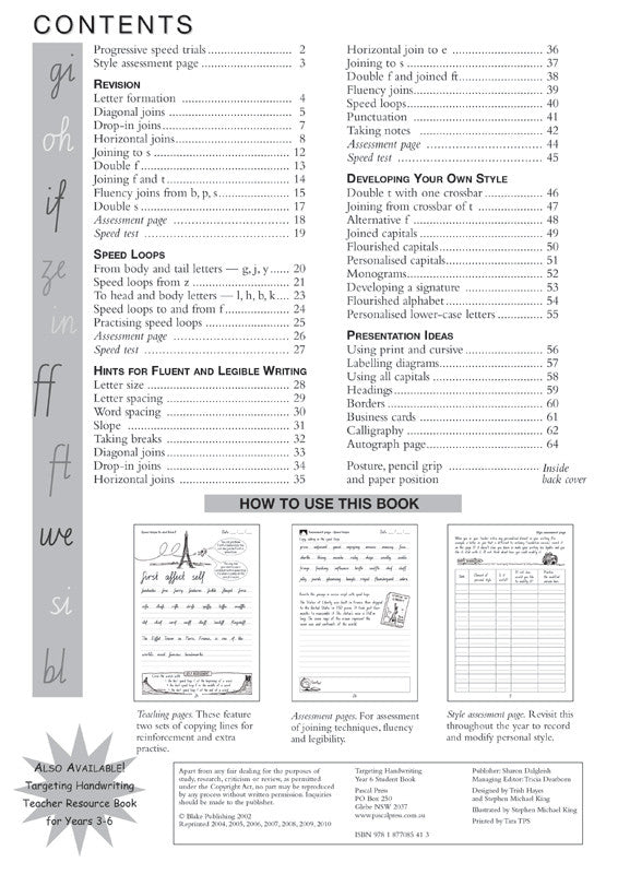 Sample interior page from the Targeting Handwriting NSW Year 6 Student Book showing NSW Foundation Style cursive handwriting practice activities