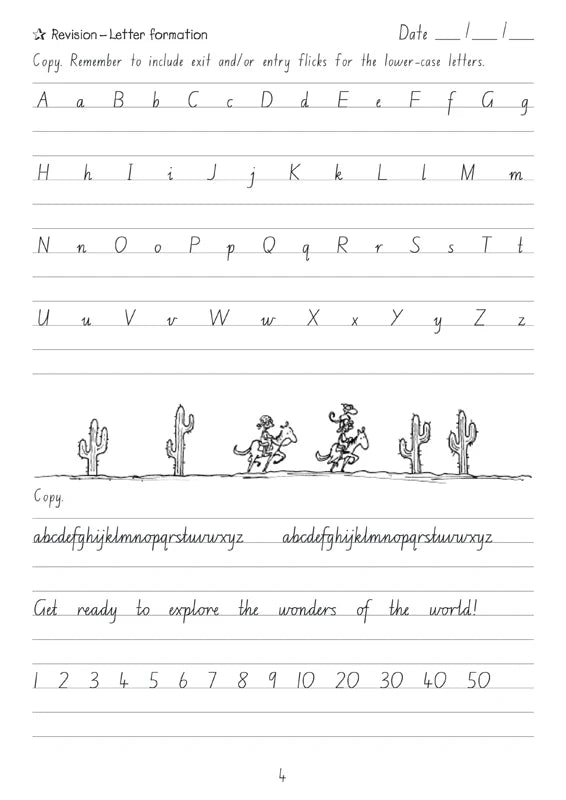 Sample interior page from the Targeting Handwriting NSW Year 6 Student Book showing NSW Foundation Style cursive handwriting practice activities