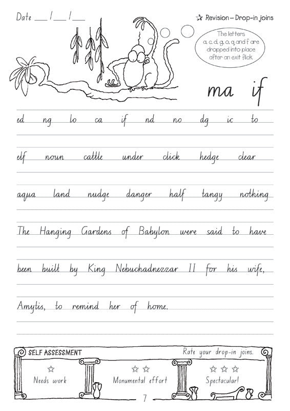Sample interior page from the Targeting Handwriting NSW Year 6 Student Book showing NSW Foundation Style cursive handwriting practice activities