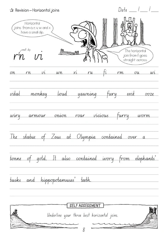 Sample interior page from the Targeting Handwriting NSW Year 6 Student Book showing NSW Foundation Style cursive handwriting practice activities