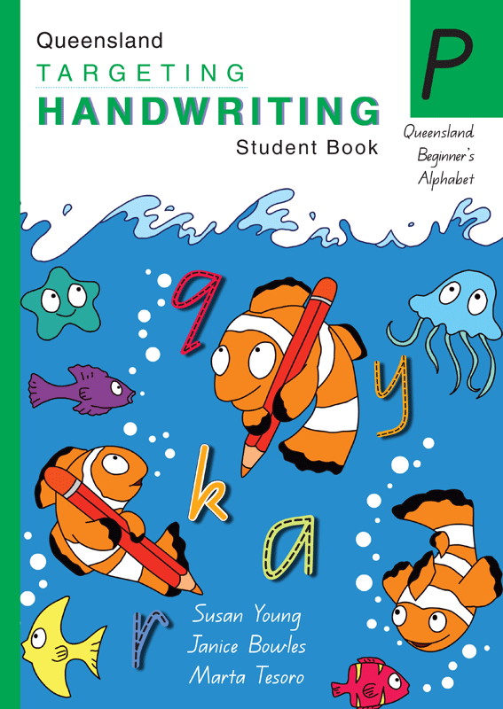 Front cover of the Targeting Handwriting QLD Prep Student Book by Pascal Press, a Queensland Beginner's Alphabet handwriting workbook
