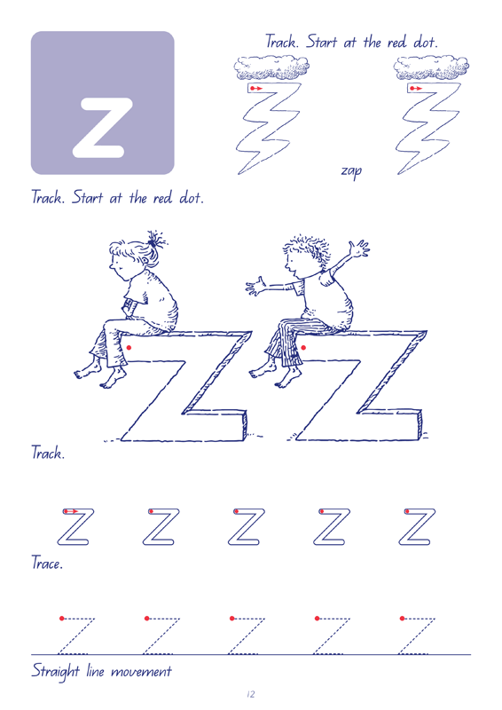 Sample interior page from the Targeting Handwriting QLD Prep Student Book showing Queensland Beginner's Alphabet letter formation and tracing practice