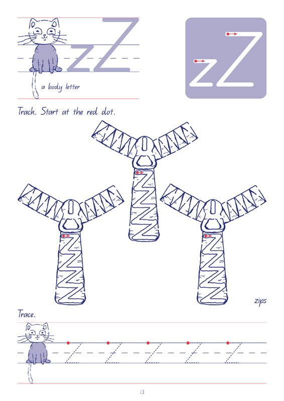 Sample interior page from the Targeting Handwriting QLD Prep Student Book showing Queensland Beginner's Alphabet letter formation and tracing practice