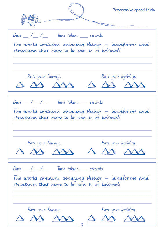 Sample interior page from the Targeting Handwriting QLD Year 6 Student Book showing Queensland Modern Cursive practice activities