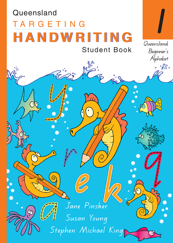 Front cover of the Targeting Handwriting QLD Year 1 Student Book by Pascal Press, a Queensland Beginner's Alphabet handwriting workbook