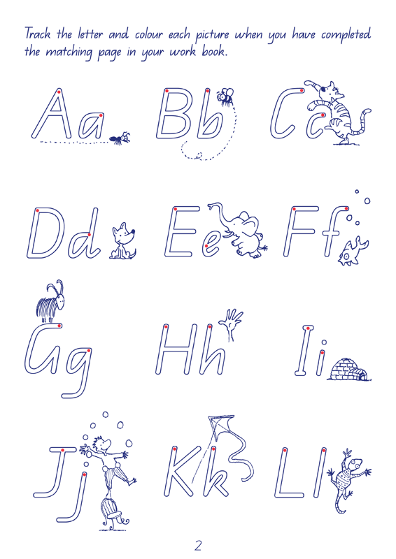 Sample interior page from the Targeting Handwriting QLD Year 1 Student Book showing Queensland Beginner's Alphabet letter formation and tracing practice