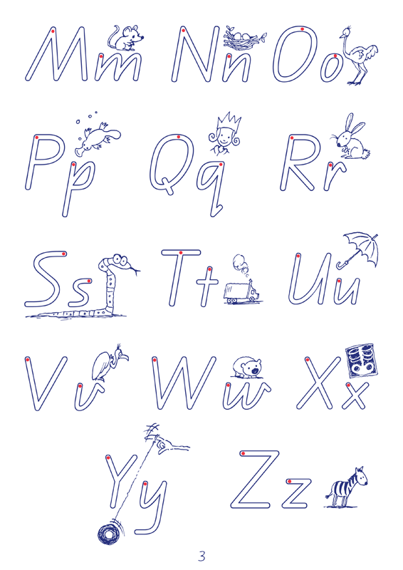 Sample interior page from the Targeting Handwriting QLD Year 1 Student Book showing Queensland Beginner's Alphabet letter formation and tracing practice