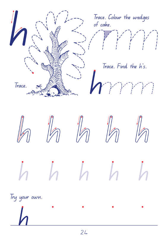 Sample interior page from the Targeting Handwriting QLD Year 1 Student Book showing Queensland Beginner's Alphabet letter formation and tracing practice
