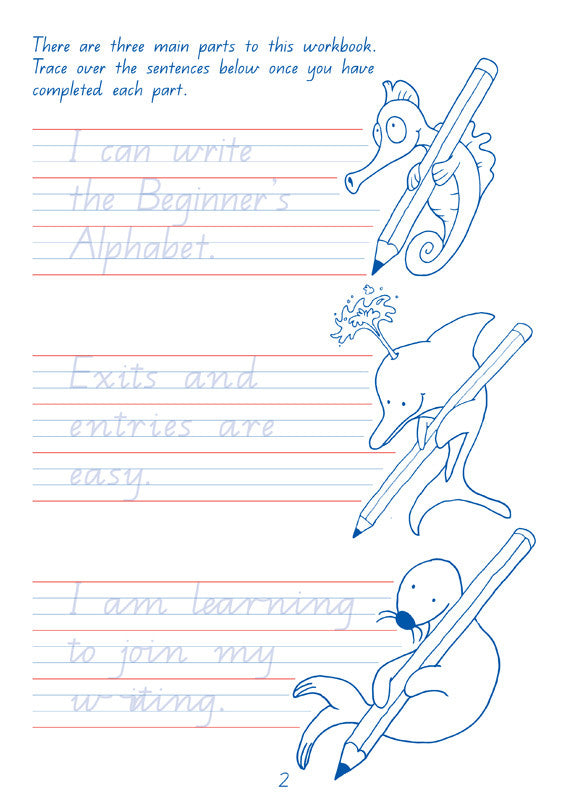 Sample interior page from the Targeting Handwriting QLD Year 2 Student Book showing Queensland Modern Cursive handwriting practice activities