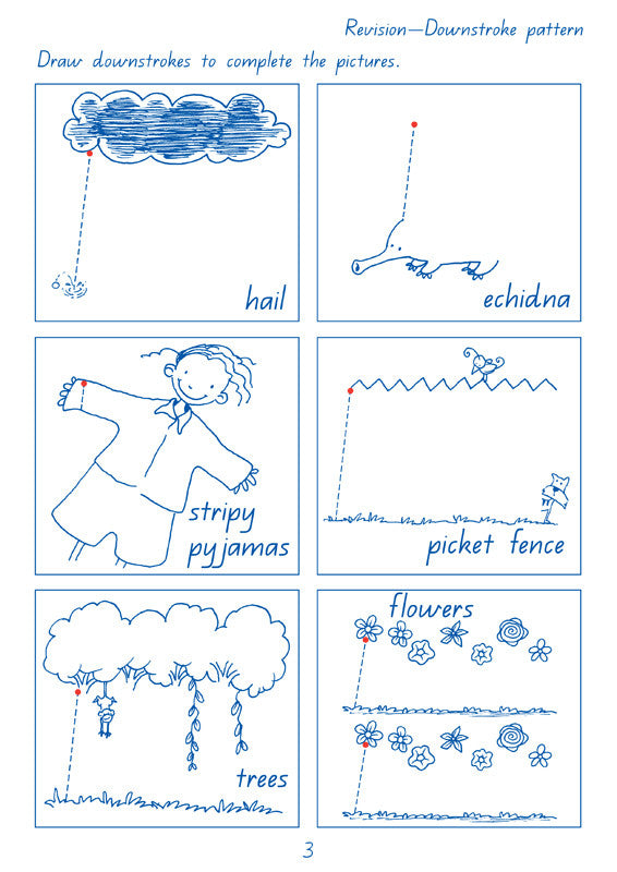 Sample interior page from the Targeting Handwriting QLD Year 2 Student Book showing Queensland Modern Cursive handwriting practice activities