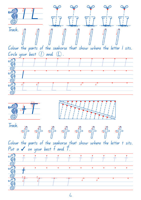 Sample interior page from the Targeting Handwriting QLD Year 2 Student Book showing Queensland Modern Cursive handwriting practice activities