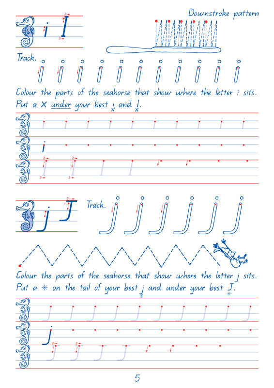 Sample interior page from the Targeting Handwriting QLD Year 2 Student Book showing Queensland Modern Cursive handwriting practice activities