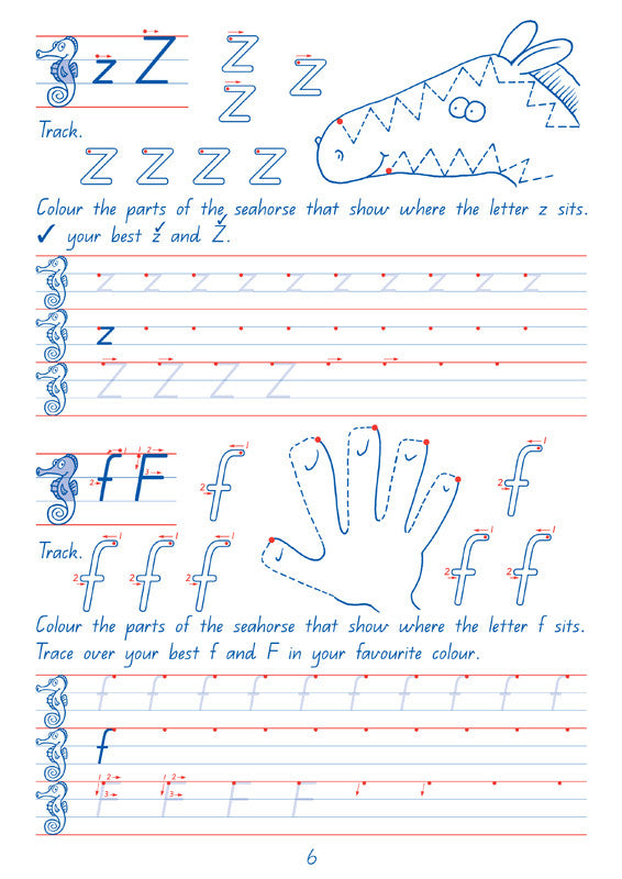 Sample interior page from the Targeting Handwriting QLD Year 2 Student Book showing Queensland Modern Cursive handwriting practice activities