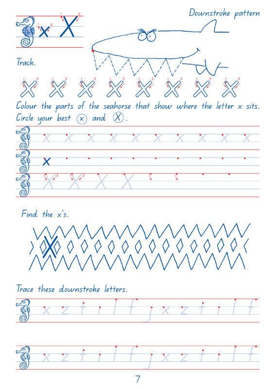 Sample interior page from the Targeting Handwriting QLD Year 2 Student Book showing Queensland Modern Cursive handwriting practice activities