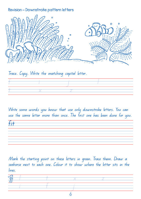 Sample interior page from the Targeting Handwriting QLD Year 3 Student Book showing Queensland Modern Cursive handwriting practice activities