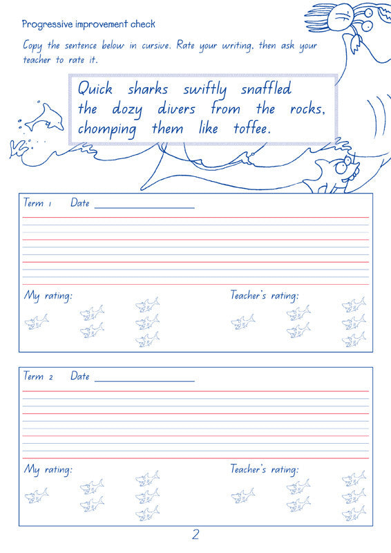 Sample interior page from the Targeting Handwriting QLD Year 4 Student Book showing Queensland Modern Cursive handwriting practice activities
