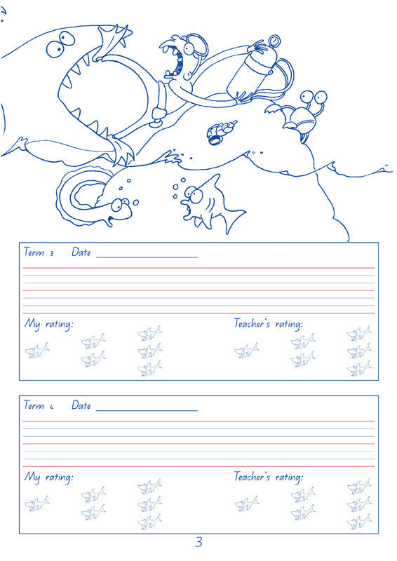Sample interior page from the Targeting Handwriting QLD Year 4 Student Book showing Queensland Modern Cursive handwriting practice activities