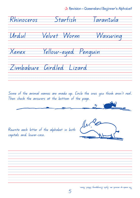 Sample interior page from the Targeting Handwriting QLD Year 4 Student Book showing Queensland Modern Cursive handwriting practice activities