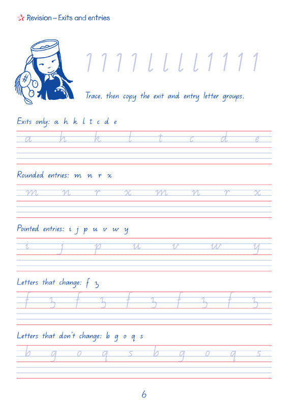 Sample interior page from the Targeting Handwriting QLD Year 4 Student Book showing Queensland Modern Cursive handwriting practice activities