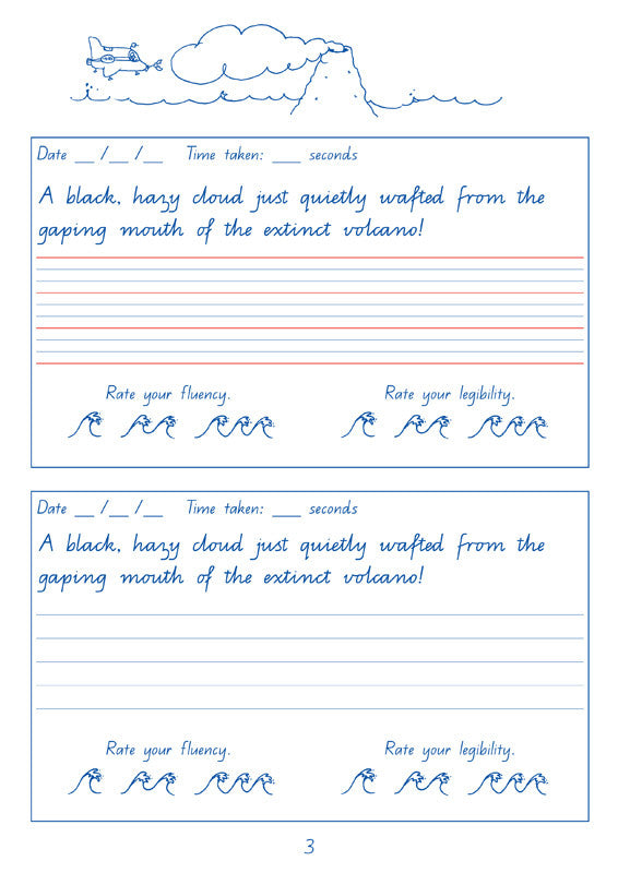 Sample interior page from the Targeting Handwriting QLD Year 5 Student Book showing Queensland Modern Cursive handwriting practice activities