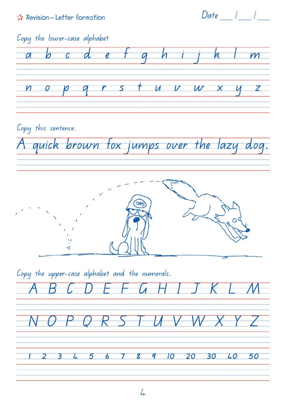 Sample interior page from the Targeting Handwriting QLD Year 5 Student Book showing Queensland Modern Cursive handwriting practice activities