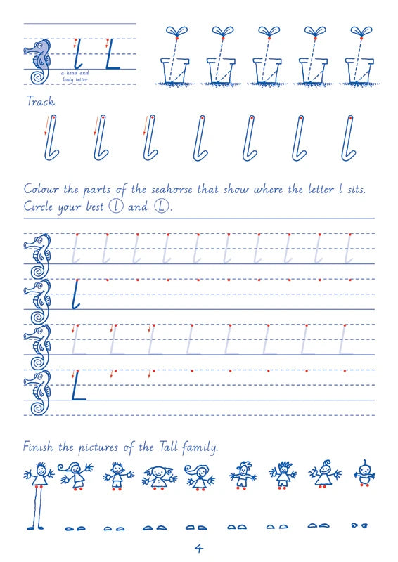 Sample interior page from the Targeting Handwriting VIC Year 1 Student Book showing Victorian Modern Cursive practice activities
