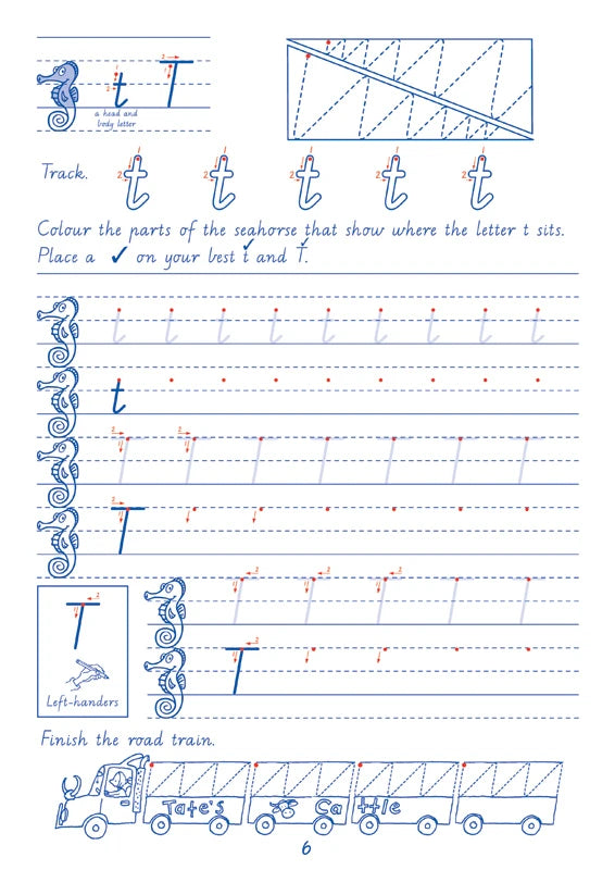 Sample interior page from the Targeting Handwriting VIC Year 1 Student Book showing Victorian Modern Cursive practice activities