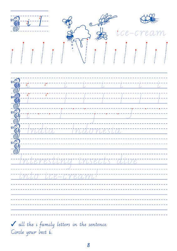 Sample interior page from the Targeting Handwriting VIC Year 2 Student Book showing Victorian Modern Cursive practice activities