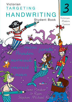 Front cover of the Targeting Handwriting VIC Year 3 Student Book by Pascal Press, a Victorian Modern Cursive workbook