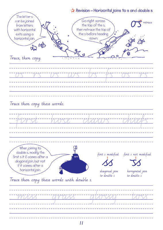 Sample interior page from the Targeting Handwriting VIC Year 4 Student Book showing Victorian Modern Cursive practice activities