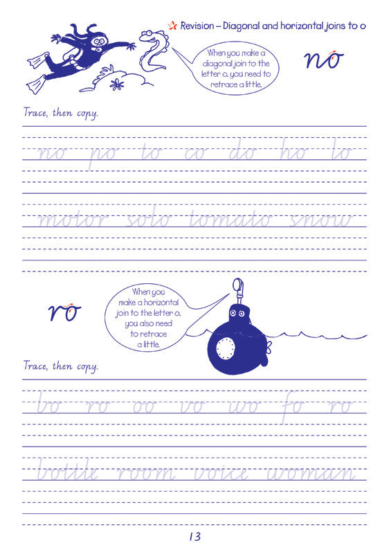 Sample interior page from the Targeting Handwriting VIC Year 4 Student Book showing Victorian Modern Cursive practice activities
