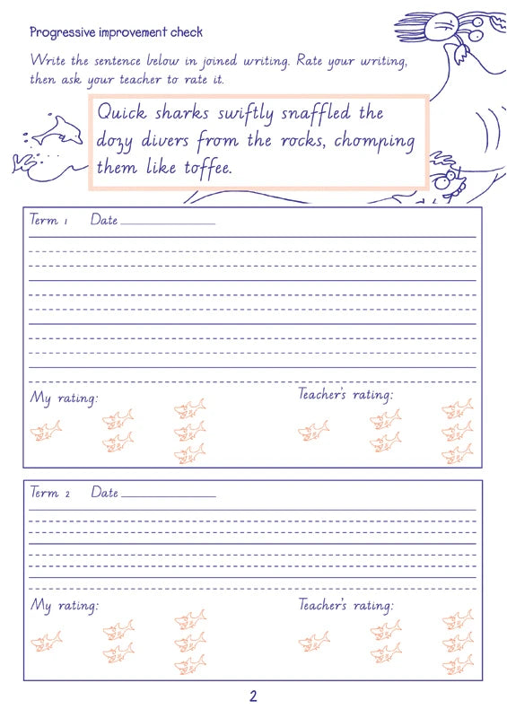 Sample interior page from the Targeting Handwriting VIC Year 4 Student Book showing Victorian Modern Cursive practice activities