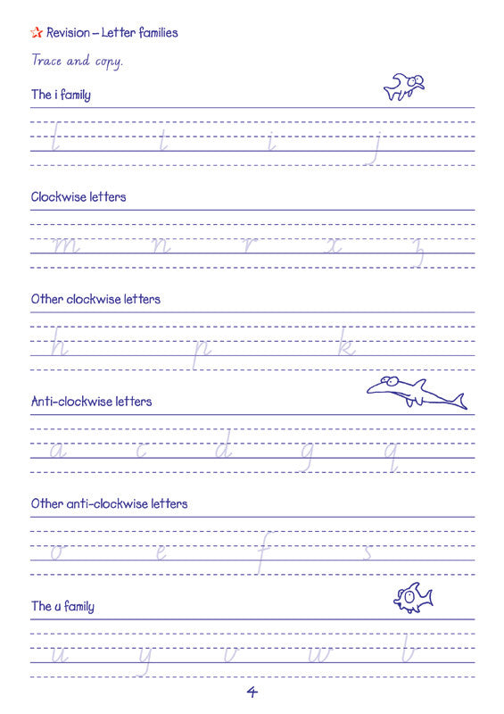 Sample interior page from the Targeting Handwriting VIC Year 4 Student Book showing Victorian Modern Cursive practice activities