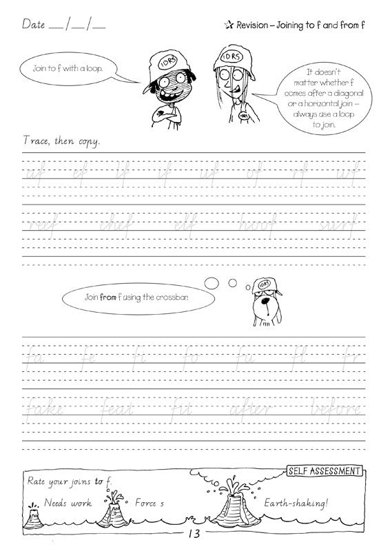 Sample interior page from the Targeting Handwriting VIC Year 5 Student Book showing Victorian Modern Cursive practice activities