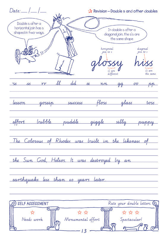 Sample interior page from the Targeting Handwriting VIC Year 6 Student Book showing Victorian Modern Cursive practice activities