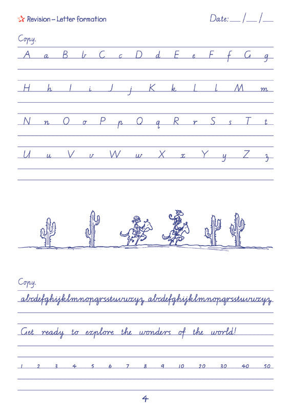 Sample interior page from the Targeting Handwriting VIC Year 6 Student Book showing Victorian Modern Cursive practice activities