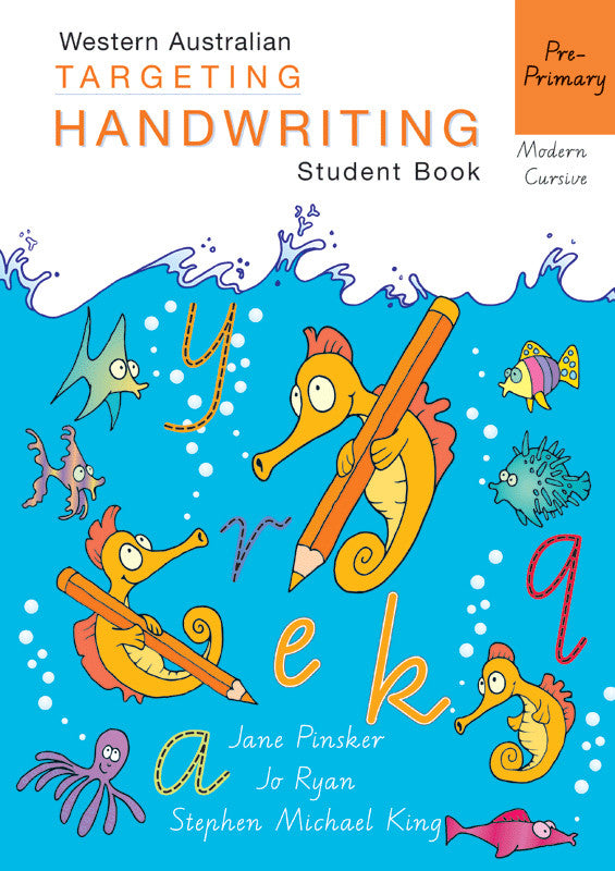 Front cover of the Targeting Handwriting WA Pre-Primary Student Book by Pascal Press, a WA Modern Cursive workbook