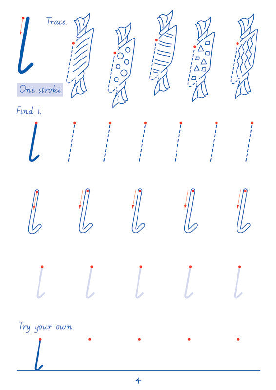 Sample interior page from the Targeting Handwriting WA Pre-Primary Student Book showing WA Modern Cursive practice activities