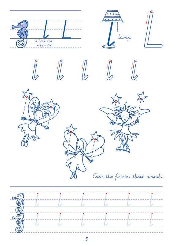 Sample interior page from the Targeting Handwriting WA Pre-Primary Student Book showing WA Modern Cursive practice activities
