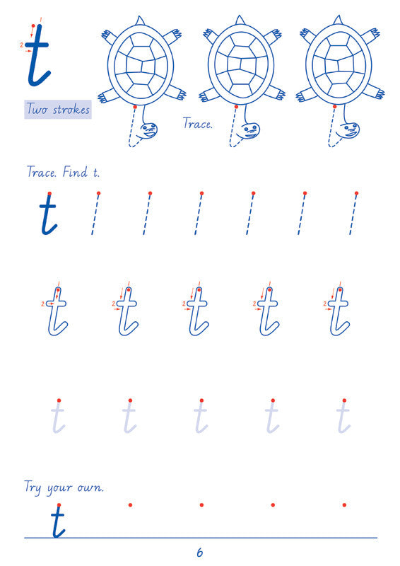 Sample interior page from the Targeting Handwriting WA Pre-Primary Student Book showing WA Modern Cursive practice activities